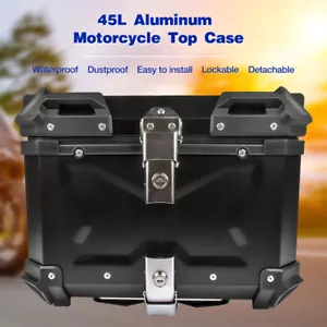 45L Balck Waterproof Motorcycle Luggage Tail Box, Trunk Storage, Scooter Top NEW - Picture 1 of 11