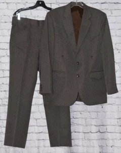Made in USA Vintage Circle S Cowboy Western Ranch Wear Men's 2pc Set Pant Suit - Picture 1 of 17
