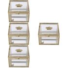  4 Pcs Glass Jewelry Box To Go Plates With Lids Display Case