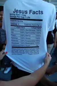 T-shirt jesus nutrition fact - camicia religione uomo - fede bibbia cristiana t- - Foto 1 di 2