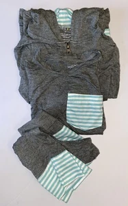 Moon + Beck 4T Stripe Gray Bamboo Cotton 3 Piece Outfit Zip Hoodie Shirt Pants - Picture 1 of 10