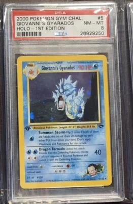 PSA 8 MINT GIOVANNI'S GYARADOS #5 1ST EDITION Gym HOLO RARE Pokemon Card YUGIOH - Image 1 of 4