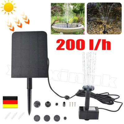 SolarPumpe Brunnen 2.5W Springbrunnen Pumpenset Akku Garten Teichpumpe 200L/H DE - Bild 1 von 4