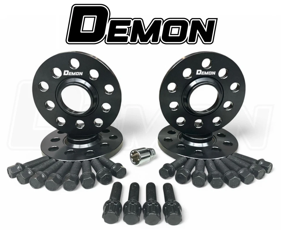 2 x 12mm 2 x 15mm DEMON Wheel Spacers + Bolts Locks VW Golf MK8 GTI GTD GTE R - Image 1 of 2
