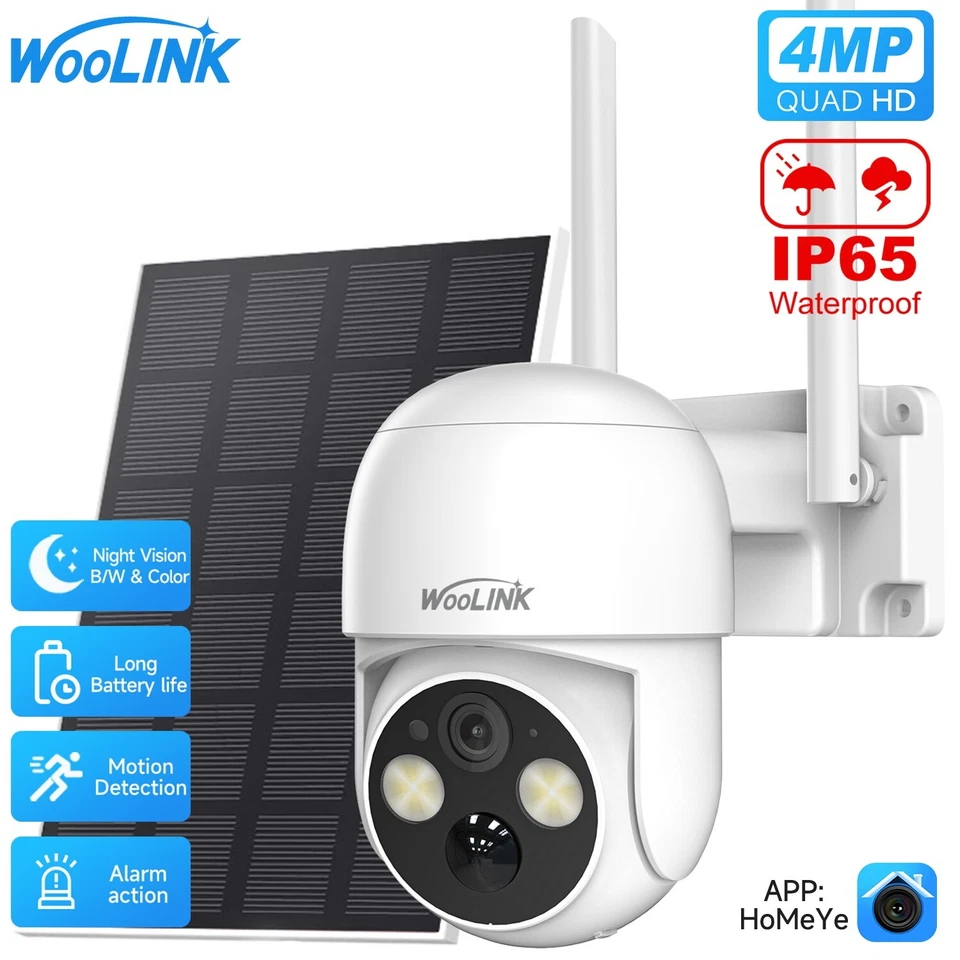 WOOLINK 4MP Solar Battery Camera Wireless WiFi Security Camera System 2.5K Outdoor Cam