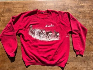 Vintage Alaska Crewneck Sweatshirt Iditarod Dog Mushing Size L - Picture 1 of 6