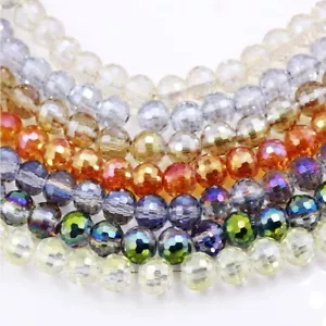 Crystal Round Balls Beads - Faceted Glass Bead 6-12mm Craft Charm Jewelry Making - Picture 1 of 26