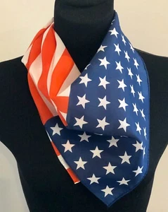 Vintage Nasharr Freres Ltd. Square Scarf Made Japan American Flag 22 x 22  - Picture 1 of 5