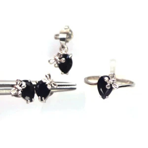Gioielli Set 6 x 9 MM Riscaldato Profondo Zaffiro Blu 925 Argento Sterling - Foto 1 di 4
