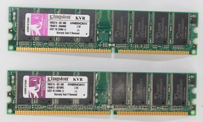 2x Kingston RAM 512MB 400MHz PC3200 DDR CL3 DIMM Desktop Memory KVR400X64C3A/512 - Image 1 of 4