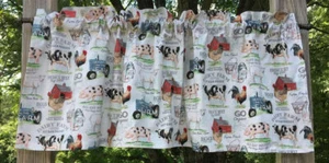 Dairy Farm Animal Valance Cow Chicken Pig Homestead Farmhouse Kitchen Curtain - Picture 1 of 6