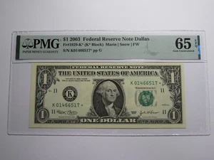 $1 2003 Federal Reserve Star Note Currency Bank Note Bill Choice Gem 65EPQ PMG - Picture 1 of 3