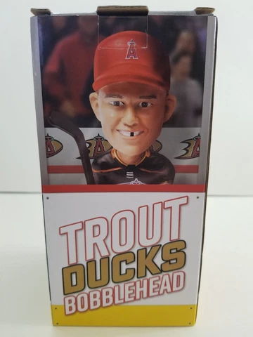 MLB Mike Trout LA Anaheim Angels x Anaheim Ducks NHL Hockey Bobblehead NIB Cover
