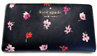Kate Spade Staci Ditsy Buds Floral Satchel Leather Black Slim Bifold Wallet