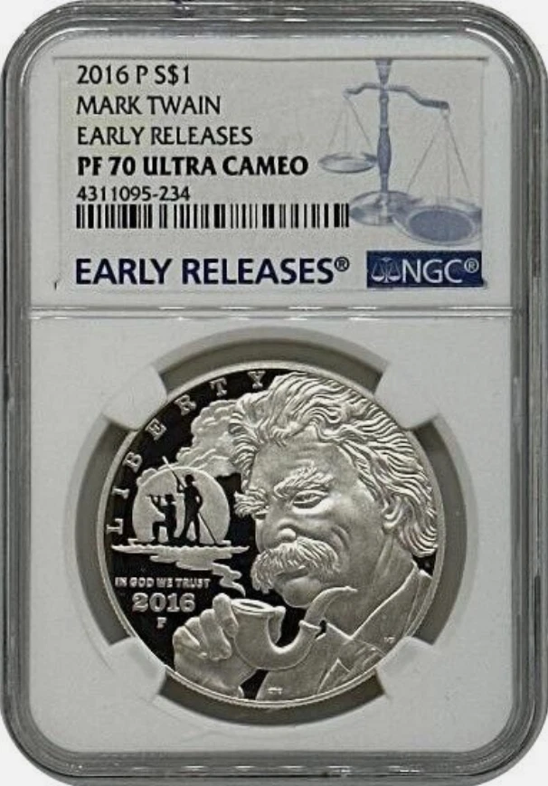 :2016-P $1 Mark Twain Commemorative Silver Dollar NGC PF70UC Rarity R3 Top-Pop - Image 1 of 2