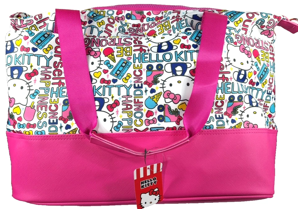 Hello Kitty Duffle Bag Carry-On Big Overnight Travel Tote Cute Sanrio Pink