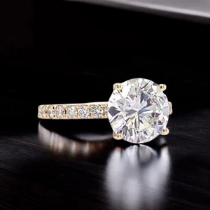 Lab Created 2.50 Ct Round Cut Diamond Wedding Ring 14K Yellow Gold IGI Certified - Picture 1 of 13