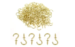 Ceiling Hooks Mini Screw Decoration Plants Hanging Brass Plated Hook 200 Pieces - Picture 1 of 8