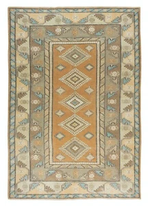 6.7x9.4 Ft Modern Handmade Turkish Milas Rug, 100% Wool and Natural Dyes - Picture 1 of 5