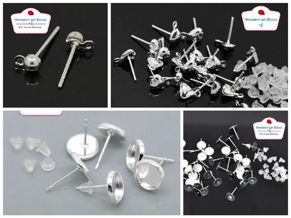 Orecchini a Perno color Argento Vedi Foto con piastra o base cammeo (R2) - Immagine 1 di 1