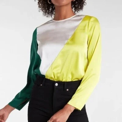 Body Express Colorblock Verde/Blanco Satinado Fuerte Acolchado Hombro Grande Foto 1 de 4