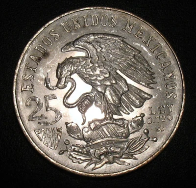 OLD SILVER COINS BU UNC 1968 MEXICO 25 PESOS - Image 1 of 2