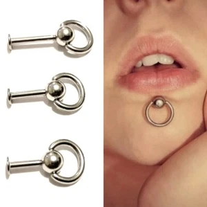 Surgical Steel 14g TINY RING ONLY 6mm SLAVE LABRET. ALL LENGTHS. - Picture 1 of 3