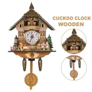 Holz Wanduhr Vintage Rustikale Holzuhren Wohndeko Kuckuck - Bild 1 von 8
