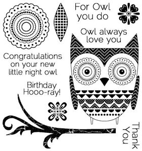 NIGHT OWL CLING Unmounted Rubber Stamp Set Darcies JCS155 NEW