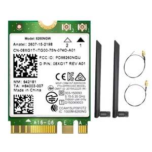 8260 8260NGW WiFi Card+2X8DB Antenna 2.4G/5Ghz 867M Bluetooth 4.2 NGFF M.24933 - Picture 1 of 8