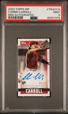 Corbin Carroll 2023 Topps Rip Mini Autograph Auto Rookie RC #/50 PSA 9 MINT - Image 1 of 2