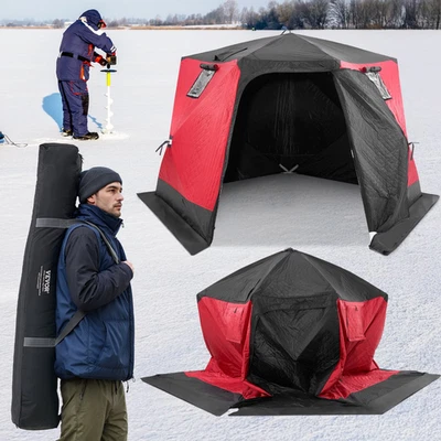 Ice Fishing Shelter 6-8 Person Insulated Pop-Up Thermal Tent Winter Shanty
