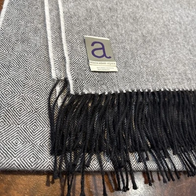 Alicia Adams Alpaca & Wool Lap Throw Blanket Shawl Black White Geometric 53x72 - Image 1 of 4