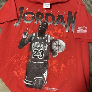 Vintage Starter Chicago Bulls Michael Jordan Graphic Single Stitch T-Shirt Small - Picture 1 of 12