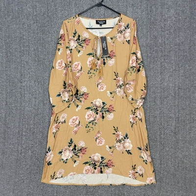 Feathers by Tolani Anthropologie Dress Womens Medium Mustard Floral Cottagecore - Image 1 of 4
