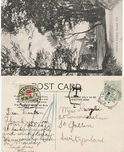 GB to Switzerland SEAFORD squared circle EVII halfpenny POSTAGE DUE ppc 1906 - Picture 1 of 1