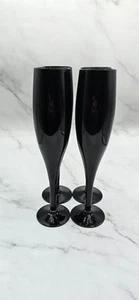 Mikasa Black Amethyst Crystal Champagne Flutes Set of 4–Elegant Vintage Glasses - Picture 1 of 3