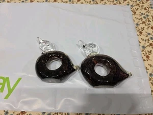 2- Vintage Murano? Glas Enten Vögel Briefbeschwerer schwarz lila klar MCM Home - Bild 1 von 9