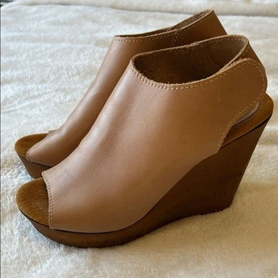 "Tacones de cuña Sbicca Vintage Collection cuero marrón tostado 5"" E 40 EE. UU. 9,5" Foto 1 de 4