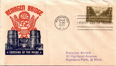 GOLDPATH: US COVER 1945 WASHINGTON,DC.FDC.REMAGEN BRIDGE CV864_P11 - Image 1 of 2