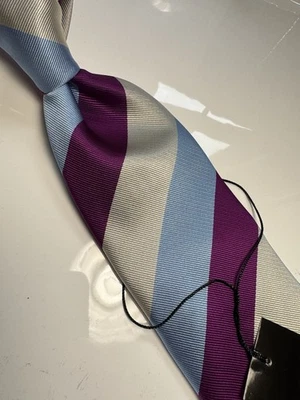 NUEVO CON ETIQUETAS VERSO 9 MULTICOLOR RAYAS ESTILO ESTAMPADO SEDA DISEÑOS CORBATA Y PAÑUELO Foto 1 de 4