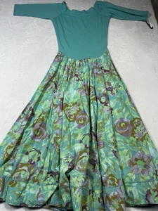Luna Luz Women's L Team Floral Stretch Top Maxi Dress Cotton Blend Boho Sassy - Picture 1 of 7