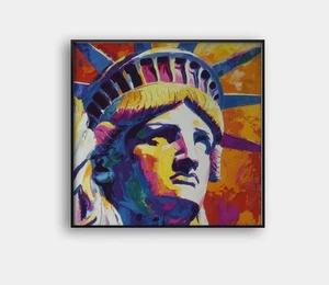 🗽 Liberty Head Pop Art | Peter Max "Framed" 🎨 | Signed Giclée | 24x24 COA V43 - Picture 1 of 8