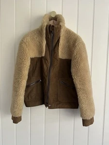 Vintage faux shearling bomber jacket size 10 12 - Picture 1 of 8