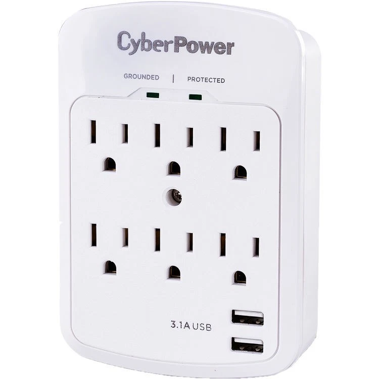 CyberPower P600WU 6-Outlet Professional Surge Protector (White, Wall Tap) - Image 1 of 3