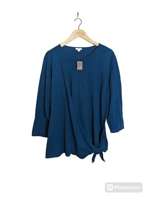 Nuevo con etiquetas J. Jill Imitación Envolvente Corbata Pullover Manga Larga Tejido Top en Azul Persa Talla XL Foto 1 de 4