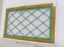 Antique Stained Glass Window Panel Vintage Victorian Leaded Old 17x32"