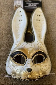Venetian Rabbit Mask Masquerade Costume Dress Up One Size Black/Gold Cosplay New - Picture 1 of 8