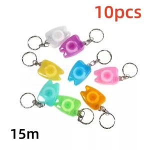 10 Mini Floss Dental Portable KeyChain Teeth Flosser Plastic Oral Cleaning Floss - Picture 1 of 6
