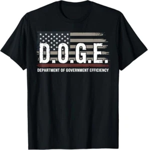 Doge Department of Government Efficiency Funny USA Flag T-Shirt - Picture 1 of 4